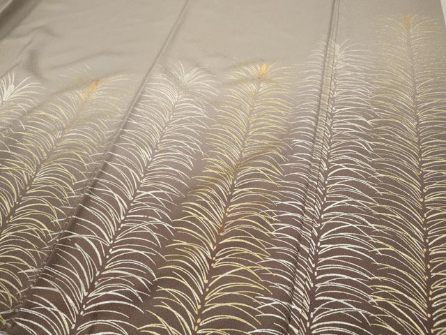 平和屋着物●色留訪問着　刺繍　草葉文　暈し染め　金銀彩　正絹　逸品　CABD0116ut 平和屋着物○色留訪問着 刺繍 草葉文 暈し染め 金銀彩 正絹 逸品