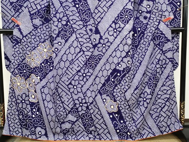 平和屋着物●豪華振袖　総絞り　駒刺繍　吉祥舞花文　正絹　逸品　CABD0153ut_3