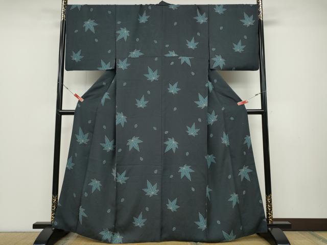 平和屋着物●染色の魔術師　染乃座・大久保玄才　そめのざ玄才　小紋　舞楓桜文　正絹　逸品　CABD0157ut_1