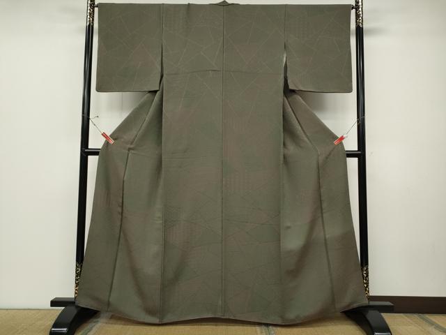 平和屋着物●上質なお召　切嵌吉祥文　正絹　逸品　CABD0186ut_1