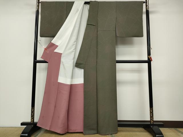 平和屋着物●上質なお召　切嵌吉祥文　正絹　逸品　CABD0186ut_2