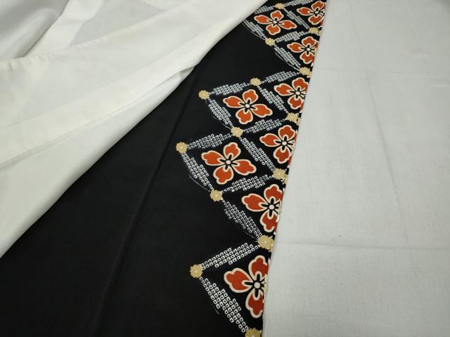 平和屋着物●豪華黒留袖　駒刺繍　花菱文　金彩　正絹　逸品　CABD0193ut 平和屋着物□豪華黒留袖 駒刺繍 扇面宝尽くし文 金彩 正絹 逸品