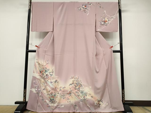 平和屋着物●訪問着　扇面吉祥花車文　暈し染め　金彩　正絹　逸品　未使用　CABD0195ut 平和屋着物○訪問着 扇面吉祥花車文 暈し染め 金彩 正絹 逸品 未使用