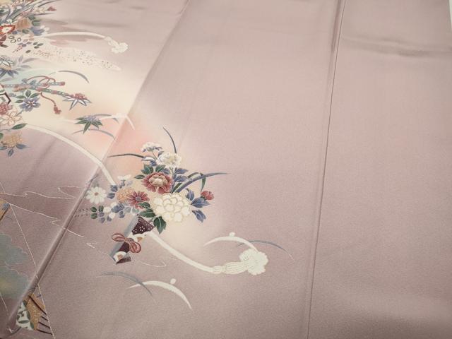 平和屋着物●訪問着　扇面吉祥花車文　暈し染め　金彩　正絹　逸品　未使用　CABD0195ut 平和屋着物○訪問着 扇面吉祥花車文 暈し染め 金彩 正絹 逸品 未使用