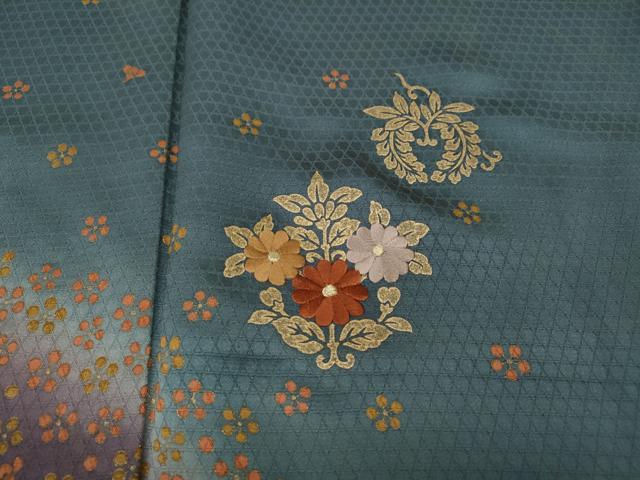 平和屋着物●訪問着　刺繍　吉祥舞花文　暈し染め　金彩　正絹　逸品　CABD0201ut_2