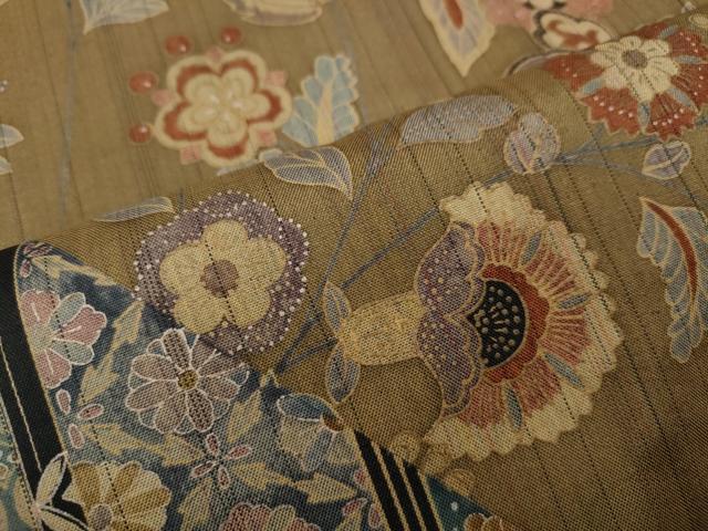 平和屋着物●訪問着　本場染大島紬　更紗花蝶文　正絹　逸品　CABD0260ut_6