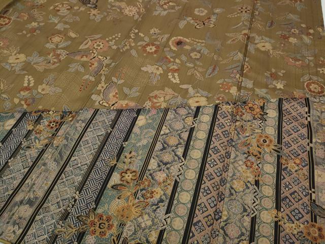 平和屋着物●訪問着　本場染大島紬　更紗花蝶文　正絹　逸品　CABD0260ut_4