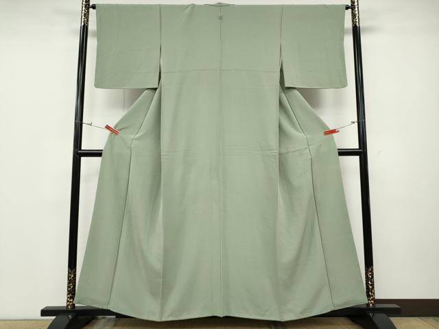 平和屋着物●上質な色無地　作家物　本草木染　山葵色　正絹　逸品　CABD0263ut