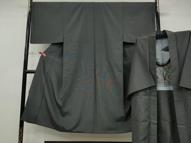 平和屋着物○男性 本塩沢 アンサンブル 絣文様 正絹 逸品 CABD0292ut