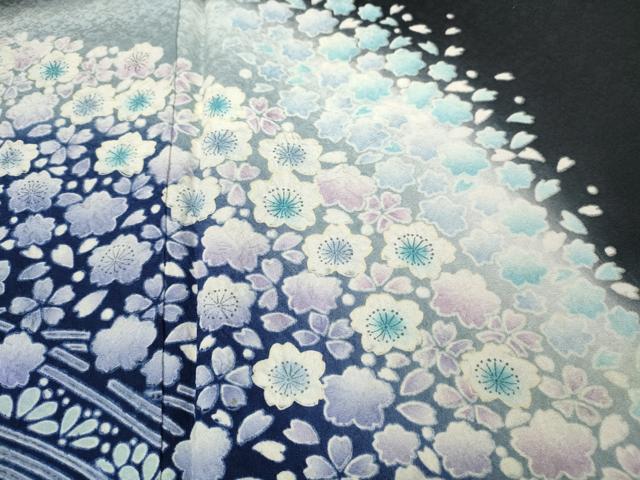 平和屋着物●訪問着　絞り　立波舞花文　暈し染め　正絹　逸品　未使用　CABD0304ut_2