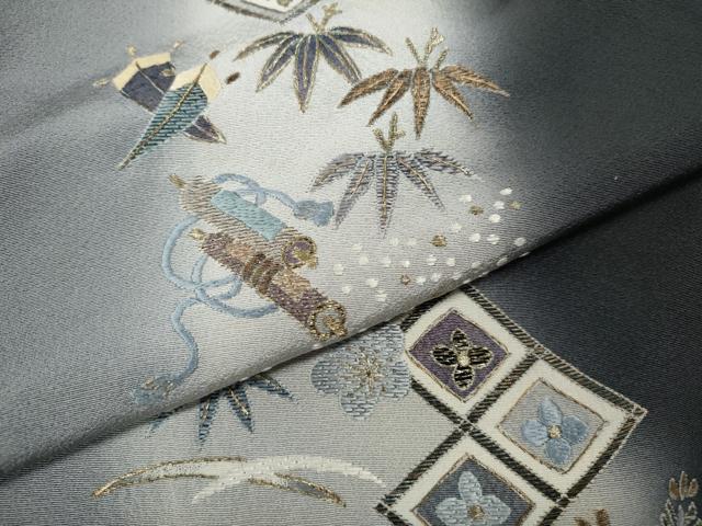 平和屋着物○訪問着 刺繍 蒔絵吉祥草花文 暈し染め 金糸 正絹 逸品
