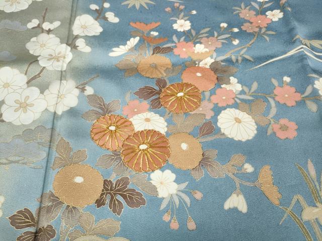 平和屋着物●訪問着　駒刺繍　立波草花文　暈し染め　金彩　高島屋扱い　正絹　逸品　CABD0306ut_2