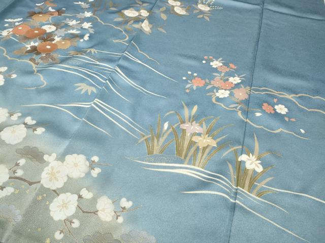 平和屋着物●訪問着　駒刺繍　立波草花文　暈し染め　金彩　高島屋扱い　正絹　逸品　CABD0306ut_4