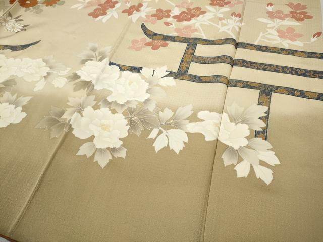 平和屋着物●訪問着　刺繍　草花文　暈し染め　金彩　正絹　逸品　CABD0365ut_4