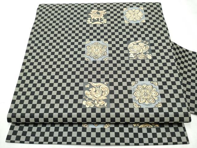 平和屋着物●西陣　長嶋成織物　ながしま帯　九寸名古屋帯　正倉院献上　黒地　正絹　逸品　CABD0485hy 22,152円