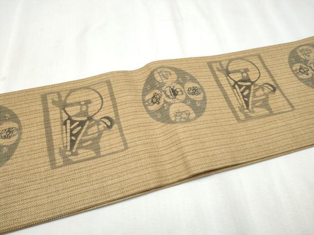 平和屋着物●つけ帯　型染め　人物文　正絹　逸品　CABD0490hy 平和屋着物○つけ帯 型染め 人物文 正絹 逸品 CABD0490hy 【公式通販】