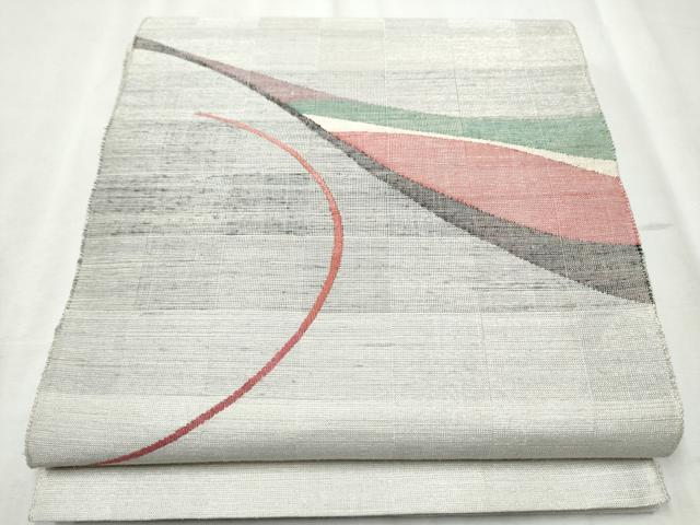 平和屋着物●ファッションデザイナー　コシノアヤコ　太鼓柄袋帯　紬地　抽象文　正絹　逸品　CABD0549hy 平和屋着物○ファッションデザイナー コシノアヤコ 太鼓柄袋帯 紬地