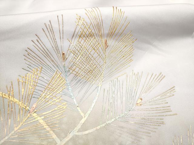 平和屋着物●金彩友禅　卓越技能者・名工・和田光正　全通柄　九寸名古屋帯　枝松葉文　金彩　正絹　逸品　CABD0593hy_2