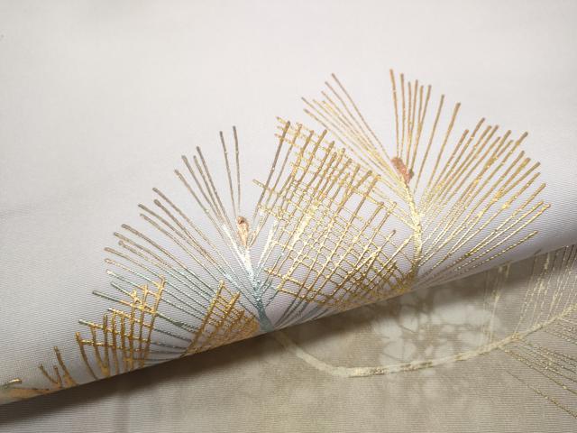 平和屋着物●金彩友禅　卓越技能者・名工・和田光正　全通柄　九寸名古屋帯　枝松葉文　金彩　正絹　逸品　CABD0593hy_3