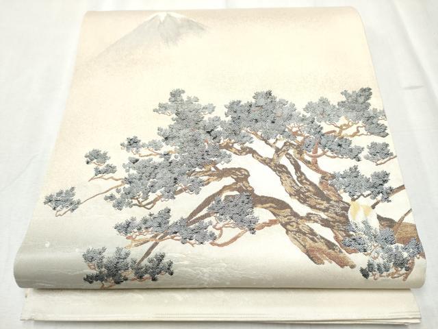 平和屋着物●近代日本画の巨匠　横山大観　じゅらく謹製　太鼓柄袋帯　羽衣　金糸　正絹　逸品　CABD0644hy