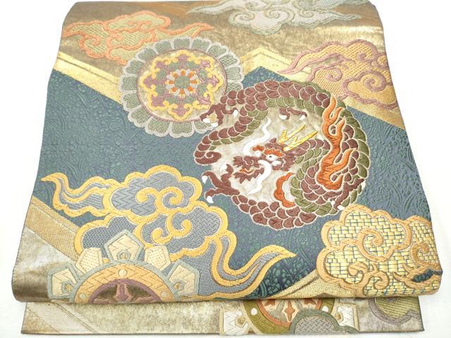 平和屋着物●六通柄袋帯　雲龍　金糸　正絹　逸品　CABD0659hy