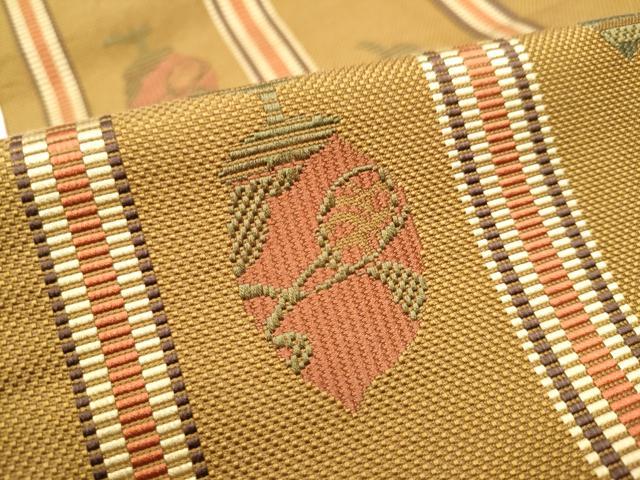 平和屋着物●本場筑前博多織　八寸名古屋帯　成物　草花文　正絹　逸品　CABD0671hy_4