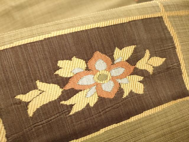平和屋着物●九寸名古屋帯　休み鳥枝花文　正絹　逸品　CABD0675hy_4