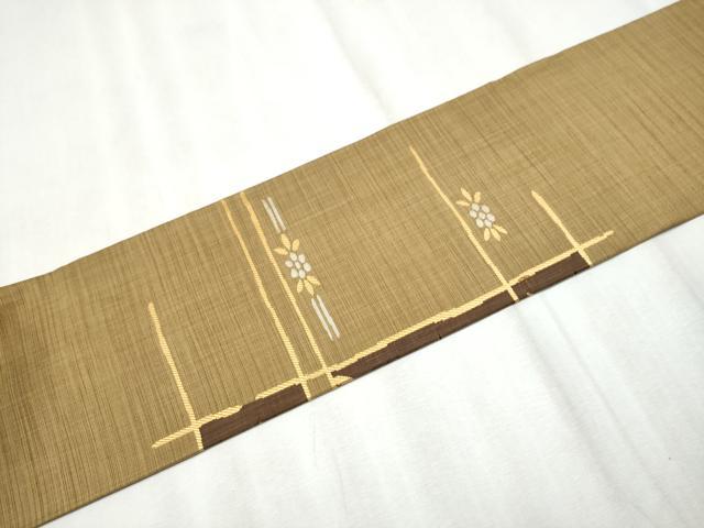 平和屋着物●九寸名古屋帯　休み鳥枝花文　正絹　逸品　CABD0675hy_5