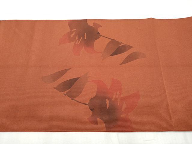 平和屋着物●爪掻き本綴れ　八寸名古屋帯　作家物　ろうけつ染　陶器花文　正絹　逸品　CABD0690hy_5