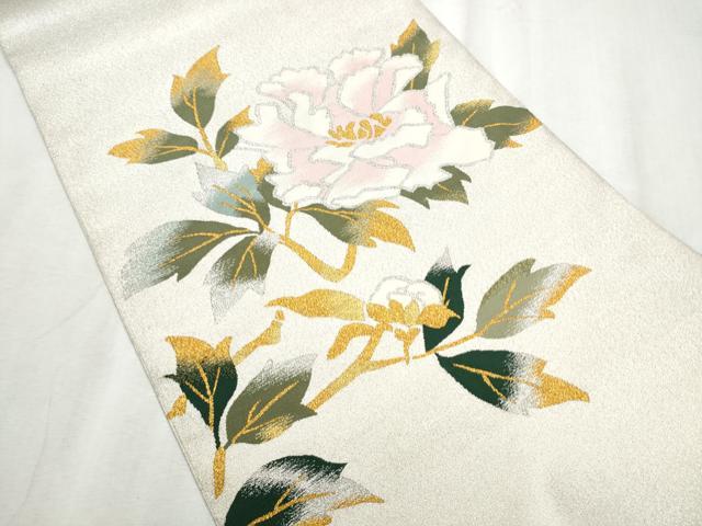 平和屋着物●爪掻き本綴れ　八寸名古屋帯　枝牡丹　金銀糸　正絹　逸品　CABD0706hy_1