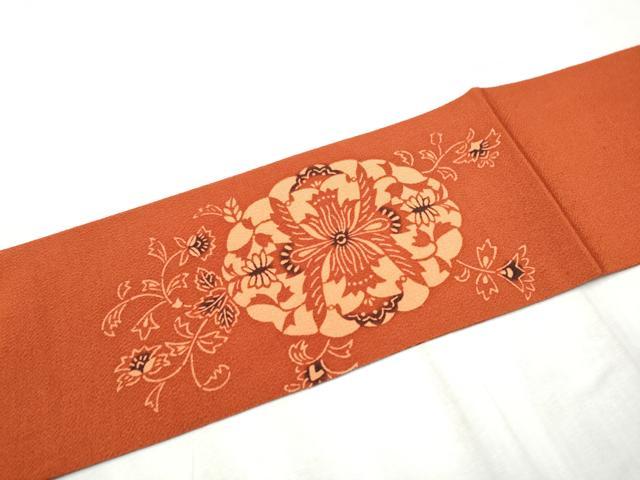 平和屋着物●九寸名古屋帯　作家物　草木手染　更紗花唐草文　鬼しぼ縮緬　正絹　逸品　CABD0722hy_5