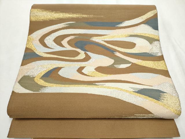 平和屋着物●爪掻き本綴れ　八寸名古屋帯　流水文　金銀糸　正絹　逸品　CABD0736hy