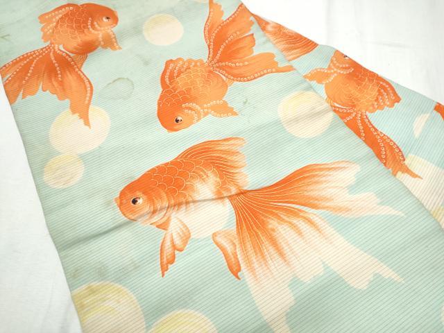 平和屋着物●アンティーク　大正ロマン　九寸名古屋帯　金魚　正絹　逸品　CABD0750hy_1