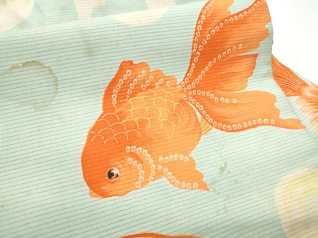 平和屋着物●アンティーク　大正ロマン　九寸名古屋帯　金魚　正絹　逸品　CABD0750hy_2