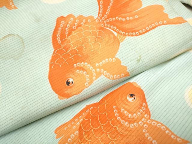平和屋着物●アンティーク　大正ロマン　九寸名古屋帯　金魚　正絹　逸品　CABD0750hy_3