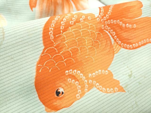 平和屋着物●アンティーク　大正ロマン　九寸名古屋帯　金魚　正絹　逸品　CABD0750hy_4