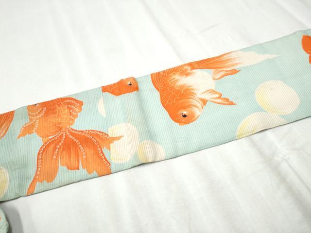 平和屋着物●アンティーク　大正ロマン　九寸名古屋帯　金魚　正絹　逸品　CABD0750hy_6