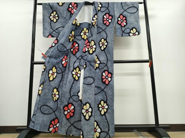 平和屋着物∴夏物　浴衣　有松鳴海絞り　花菱文　綿　逸品　CABD2438ng 平和屋着物∴夏物 浴衣 有松鳴海絞り 花菱文 綿 逸品 CABD2438ng