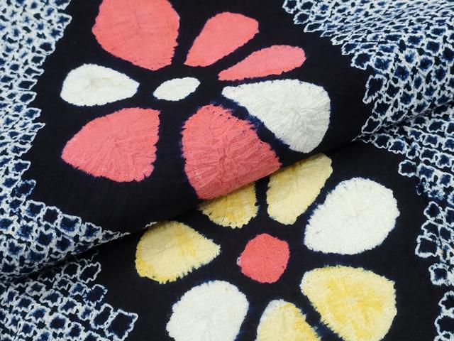 平和屋着物∴夏物　浴衣　有松鳴海絞り　花菱文　綿　逸品　CABD2438ng 平和屋着物∴夏物 浴衣 有松鳴海絞り 花菱文 綿 逸品 CABD2438ng