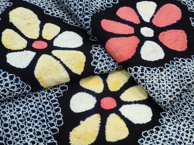 平和屋着物∴夏物　浴衣　有松鳴海絞り　花菱文　綿　逸品　CABD2438ng