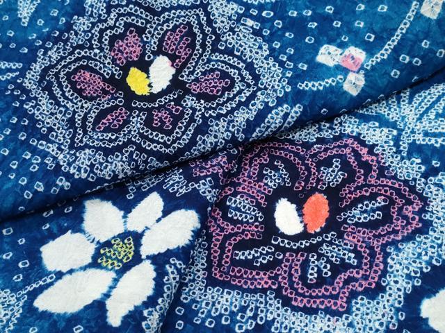 平和屋着物∴夏物　浴衣　有松鳴海絞り　枝花文　綿　逸品　CABD2444ng