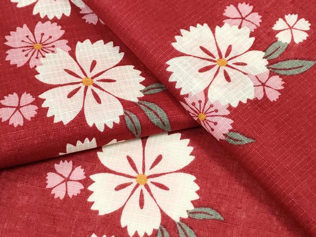 平和屋着物∴夏物　浴衣　綿紅梅　舞花文　綿　逸品　CABD2484ng 平和屋着物∴夏物 浴衣 綿紅梅 舞花文 綿 逸品 CABD2484ng 【公式通販】