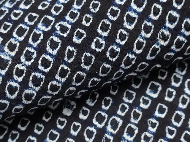 平和屋着物∴夏物　男性　浴衣　有松鳴海絞り　三浦絞り　黒地　綿　逸品　CABD2494ng_4