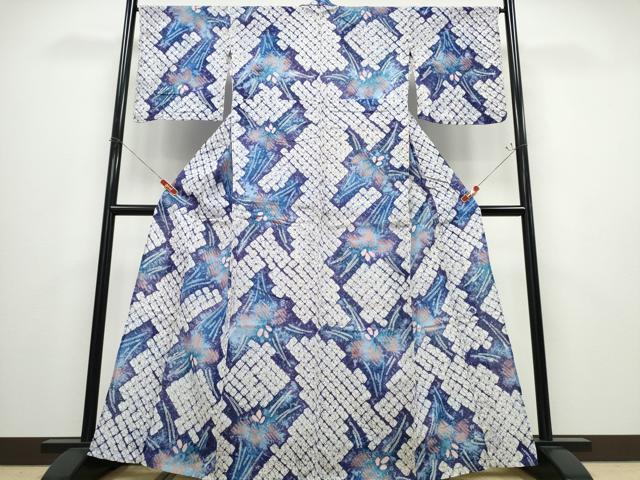 平和屋着物∴夏物　浴衣　有松鳴海絞り　杜若　綿　逸品　CABD2497ng 平和屋着物∴夏物 浴衣 有松鳴海絞り 杜若 綿 逸品 CABD2497ng 【公式