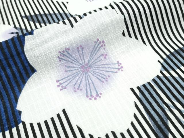 平和屋着物∴夏物　浴衣　舞桜　縞　CABD2542ng_5