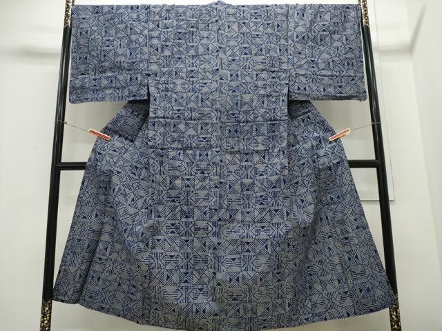 平和屋着物∴夏物　男性　浴衣　幾何学文様　綿　逸品　CABD2555ng_1