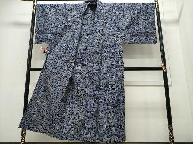平和屋着物∴夏物　男性　浴衣　幾何学文様　綿　逸品　CABD2555ng_2