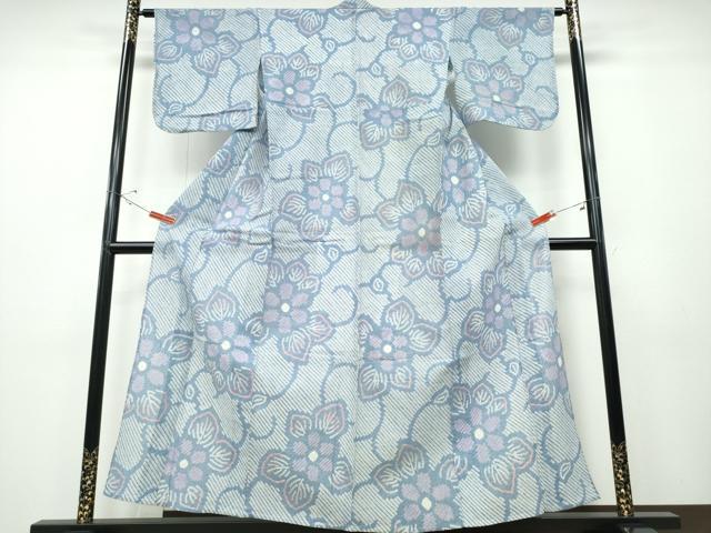 平和屋着物∴夏物　浴衣　有松鳴海絞り　花唐草文　綿　逸品　CABD2561ng
