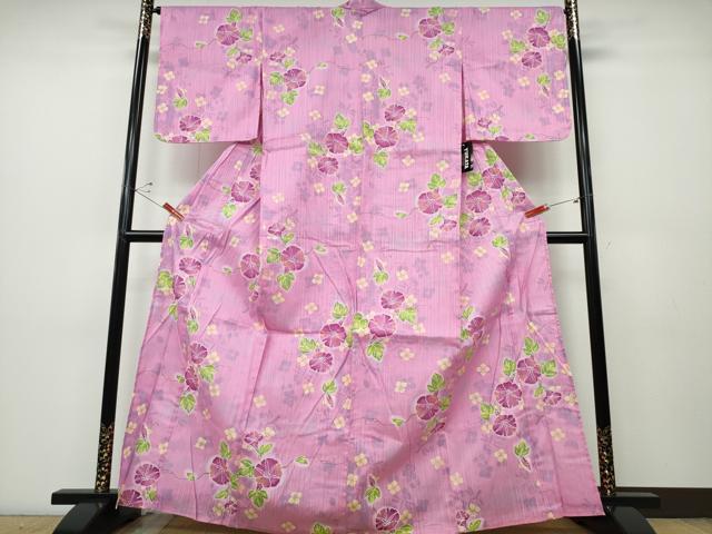 平和屋着物∴夏物　浴衣　朝顔　綿　逸品　未使用　CABD2585ng_1