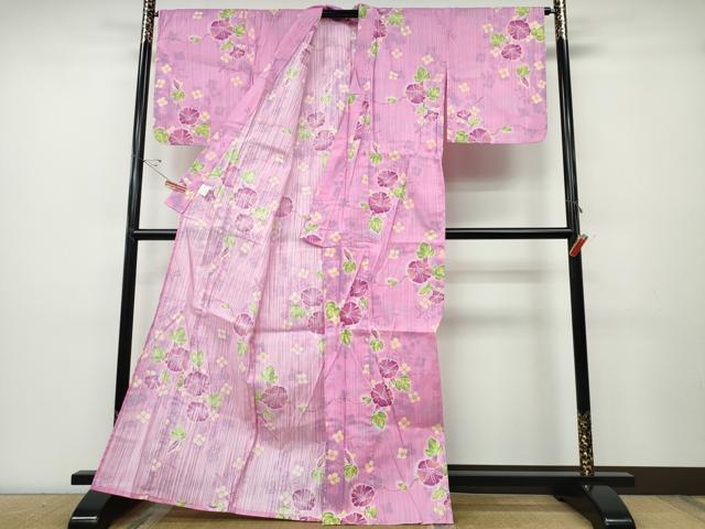 平和屋着物∴夏物　浴衣　朝顔　綿　逸品　未使用　CABD2585ng_2
